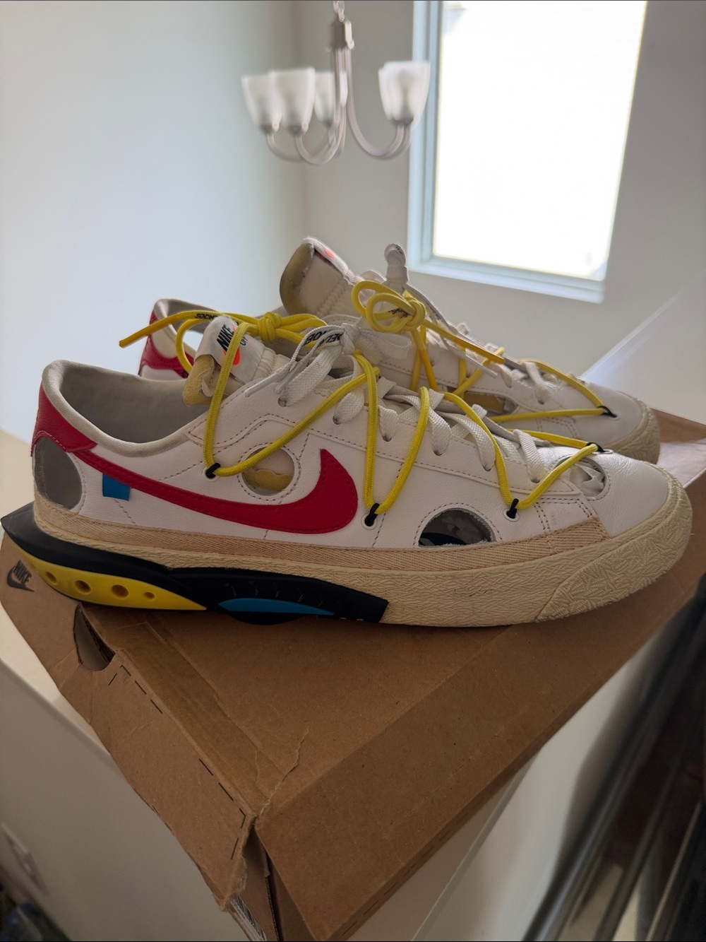 Off White/Nike Blazer Low '77 White Red Yellow Accent Athletic Shoes